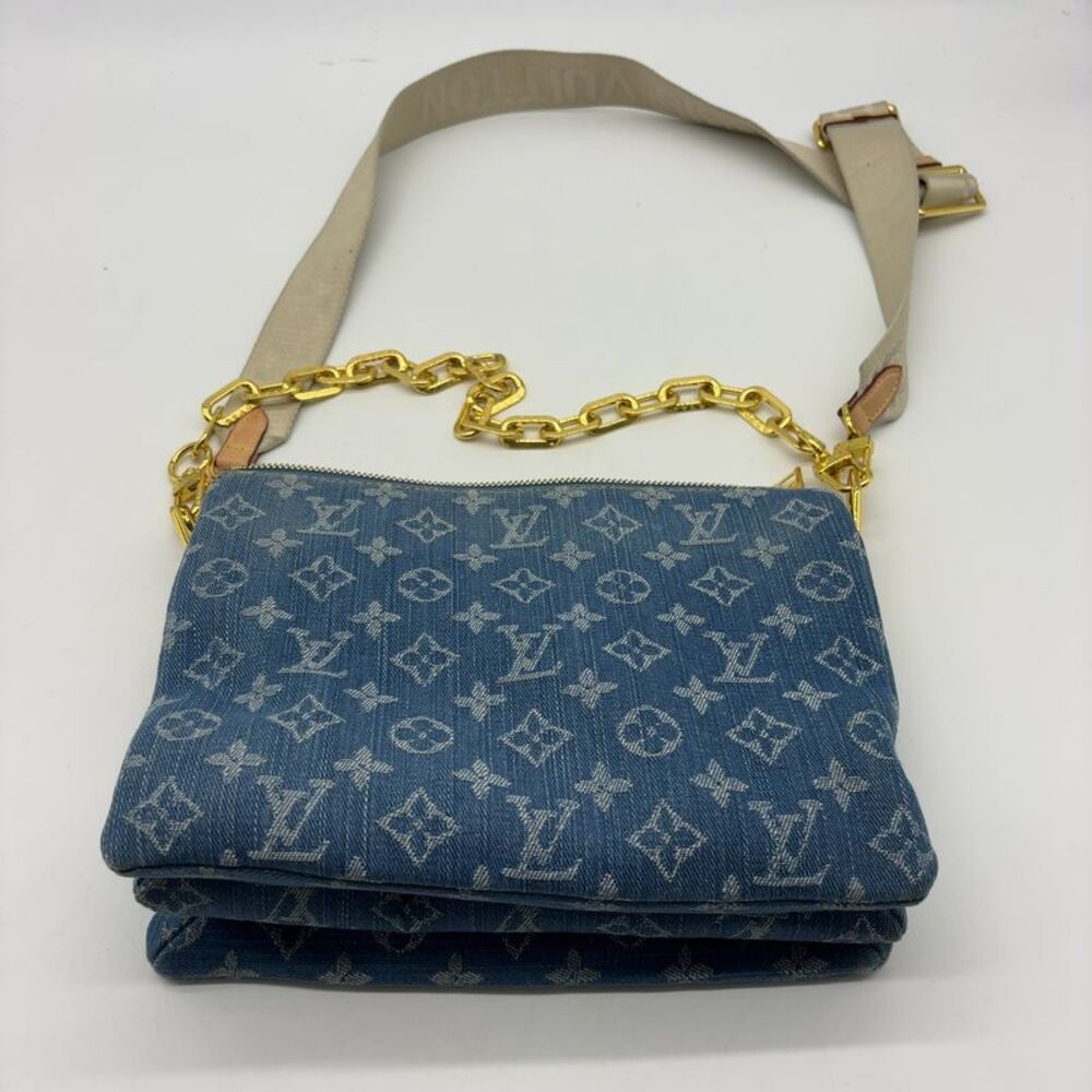 Louis Vuitton Denim Monogram Crossbody in Blue with Gold Hardware